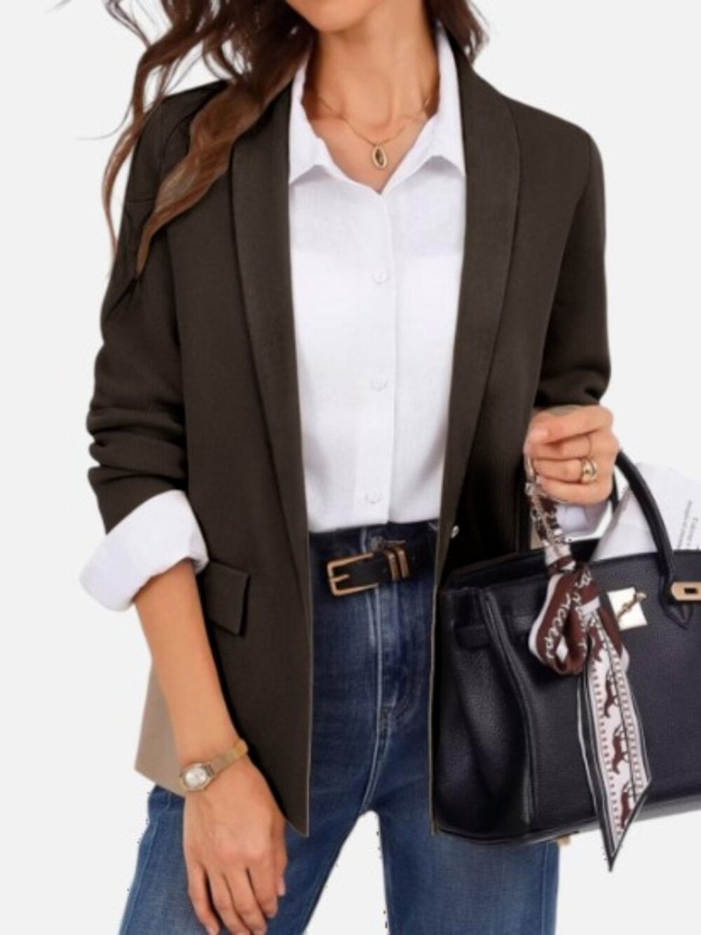 Grace Karin knitted sweater blazer black women's size L